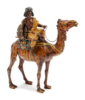 An Austrian Cold-Painted Bronze Figure of an Arab Astride a Camel