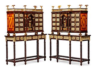 A Pair of Spanish Renaissance Style Varguenos on Stands