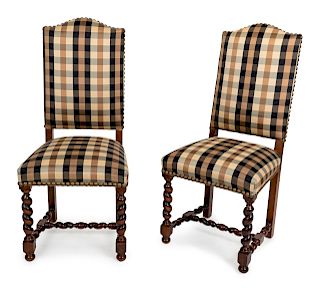 A Set of Six Baroque Style Oak Side Chairs