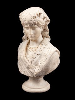 An Italian Carrara Marble Bust of a Woman