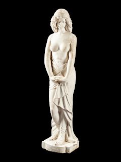 An Italian Neoclassical Style Carrara Marble Figure of a Woman