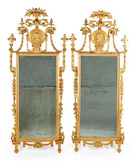 A Pair of Italian Neoclassical Giltwood Mirrors