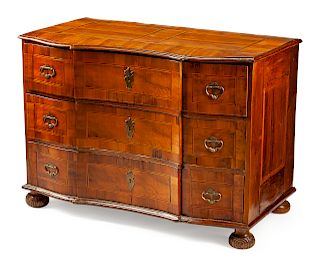 A German Baroque Inlaid Walnut Chest of Drawers
