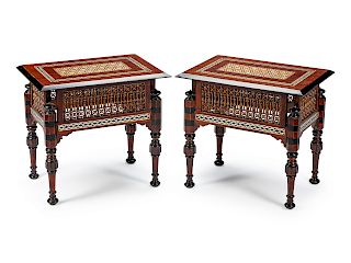 A Pair of Moorish Style Inlaid Rectangular Tables