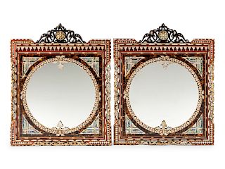 A Pair of Moorish Style Inlaid Mirrors