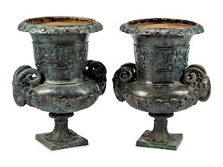 A Pair of Neoclassical Style Bronze Jardinieres