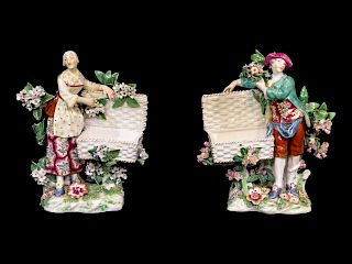 A Pair of Chelsea Porcelain Sweetmeat Figures 