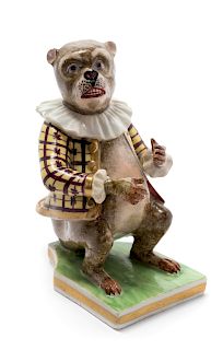 A Bloor Derby Porcelain Figure of a Monkey