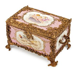 A Bronze-Mounted Sevres Style Porcelain Box