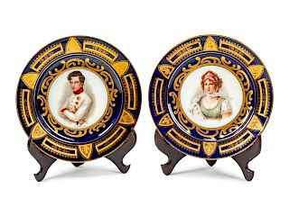 A Pair of Vienna Style Porcelain Portrait Plates