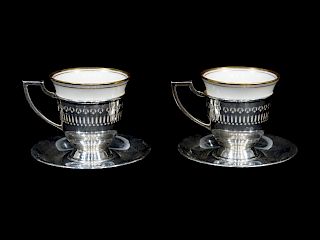 A Set of Twelve American Silver Demitasse Cup Frames and Saucers