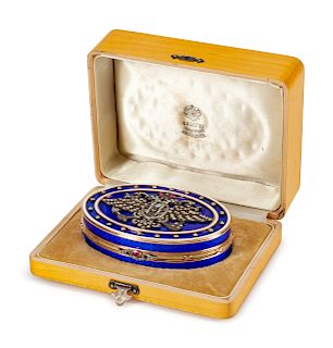 A Russian 18k Gold, Diamond and Enamel Snuff Box