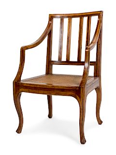 A Neoclassical Style Mixed Wood Armchair