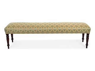 An English Upholstered Mahogany Bench