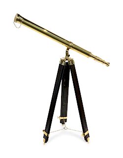 Contemporary Brass Telescope on Stand