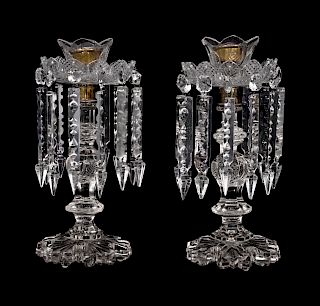 A Pair of English Cut Glass Lustres