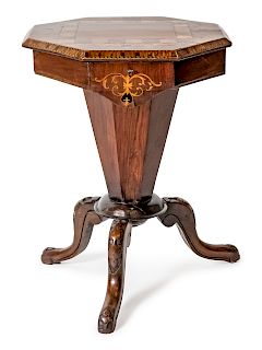 A Victorian Marquetry Sewing Table