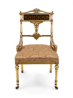 An American Aesthetic Inlaid and Gilded Side Chair