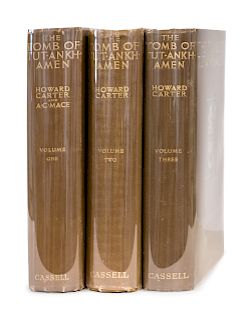 CARTER, Howard (1873-1938) and Arthur Cruttenden MACE (1874-1928). The Tomb of Tut-Ankh-Amen. London: Cassell and Company, Ltd., 1923-1933. 3 volumes.