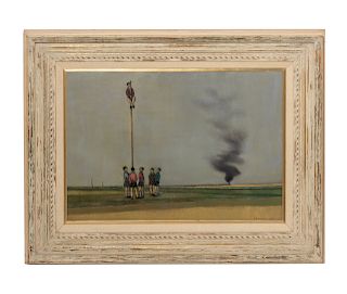 A.R. Sarnelli: Children by a Flagpole