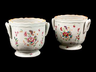 A Pair of Chinese Export Porcelain Wine Coolers