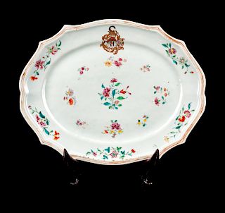 A Chinese Export Porcelain Armorial Oval Platter