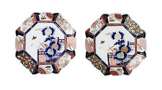 A Pair of Japanese Imari Porcelain Octagonal Chargers