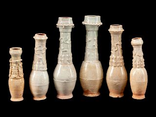 Six Chinese Glazed Pottery Funerary Urns