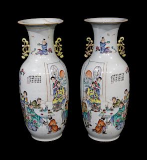 A Pair of Large Chinese Porcelain Urns