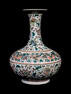 A Chinese Porcelain Famille Rose Bottle Vase