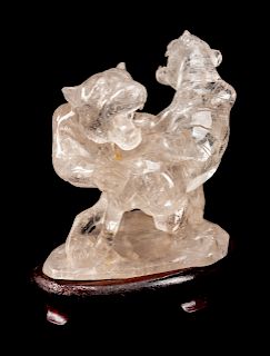 A Chinese Carved Rock Crystal Group of Tigers