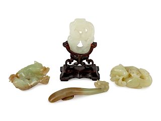 Four Chinese Carved Jadeite Articles