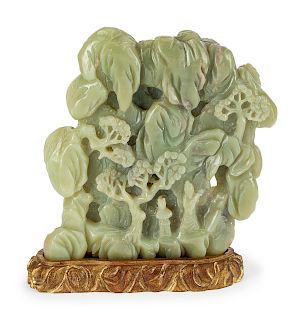 A Chinese Carved Jadeite Figural Group