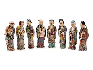 A Set of Eight Chinese Porcelain Figures of Immortals