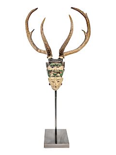 A Burmese Nat Bust with Antlers