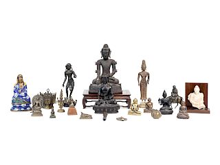 Eighteen Buddhist Bronze Figures and Objects