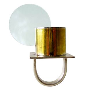 Heidi Abrahamson Sterling Silver Brass Acrylic Disc Ring