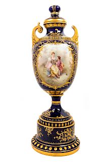 A Sevres Style Porcelain Urn and Cover