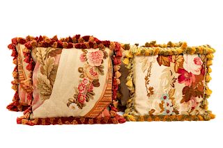 A Group of Four Aubusson Upholstered Pillows