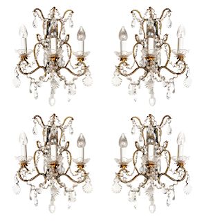 Four French Beaded Sconces in the Style of Maison Bagues