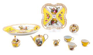A German (or Meissen) Porcelain Tea Service with Other Articles