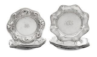 Two Sets American Silver Bread Plates