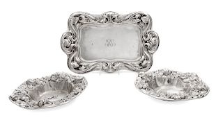 A Group of Three American Art Nouveau Silver Table Articles