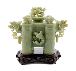 A Chinese Carved Nephrite Jade Vessel
