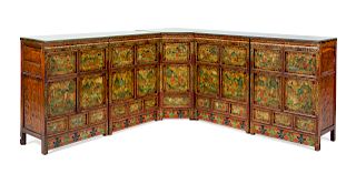 A Sino-Tibetan Lacquered and Painted Multi-Part Cabinet