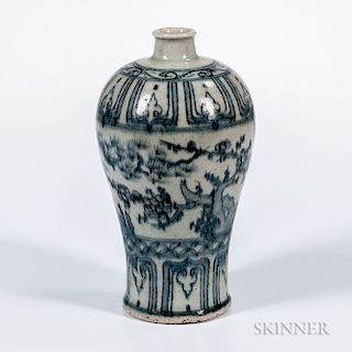 Blue and White Meiping   Vase