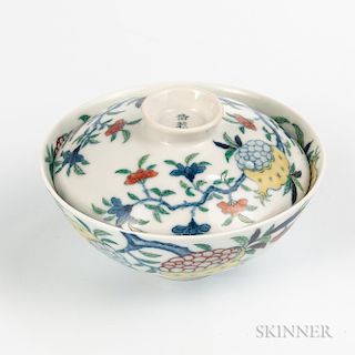 Doucai Enameled Rice Bowl and Cover