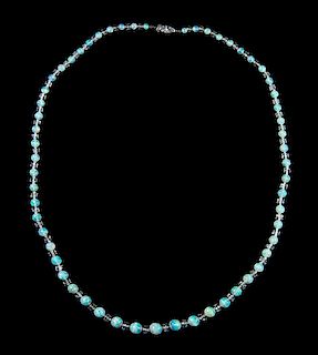 An Art Deco Opal Bead Necklace,