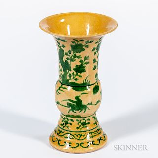 Yellow/Green-glazed 'Gu' Vase
