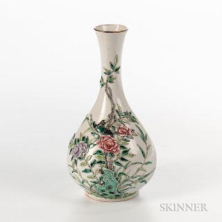 Enameled and White-glazed Vase
